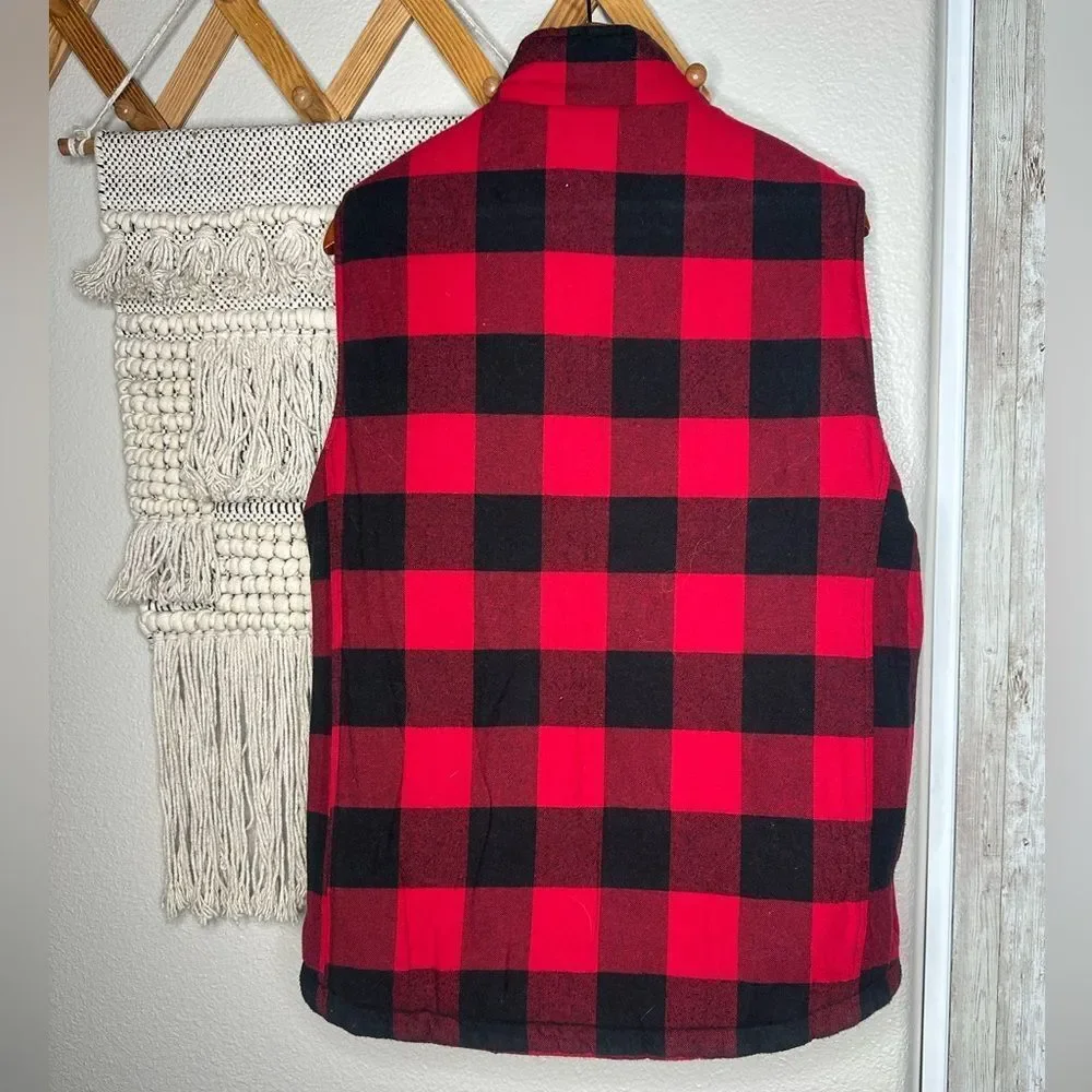 Weatherproof Reversible Black and Red Plaid Buffalo Check Men's Vest (Large)